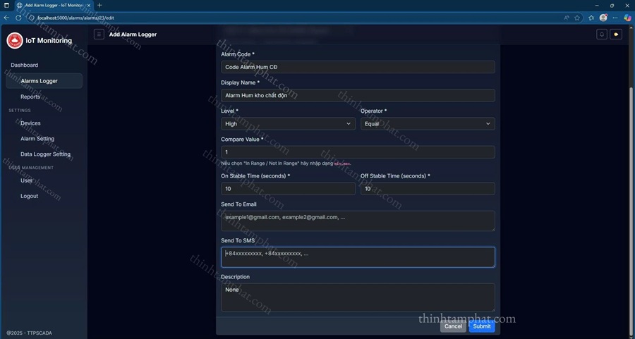 cấu hình phần mềm nhiệt độ độ ẩm